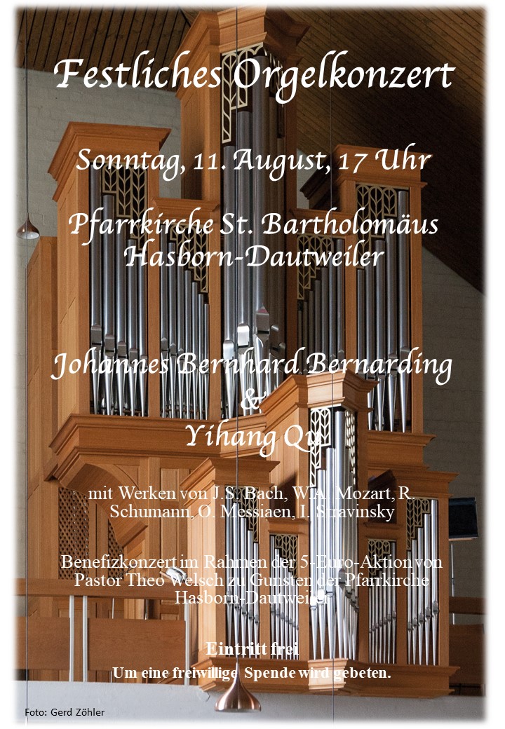 Mehr über den Artikel erfahren Orgelkonzert in St. Bartholomäus Hasborn